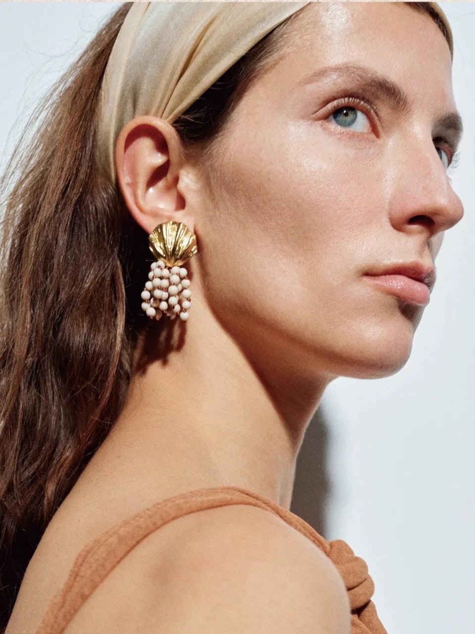 Vacation Collection White Fossil Bead Tassel Earrings - floysun