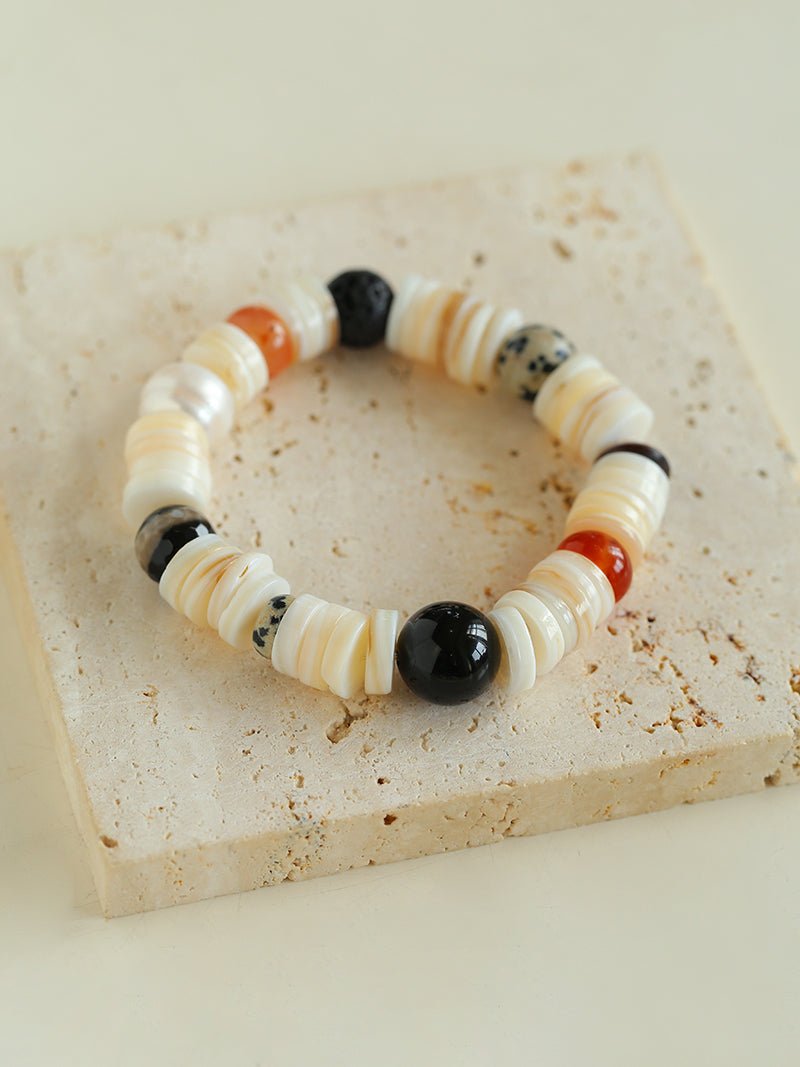 Vacation Vibes Natural Shell and Multi - Stone Beaded Bracelet - floysun
