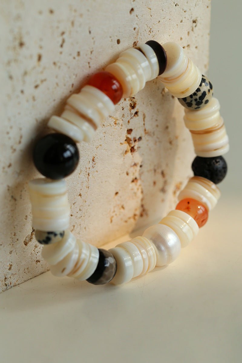 Vacation Vibes Natural Shell and Multi - Stone Beaded Bracelet - floysun
