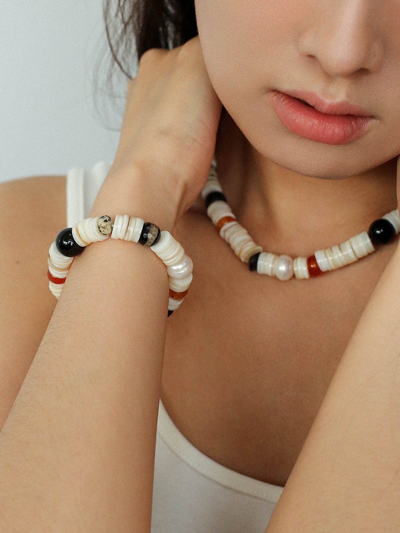 Vacation Vibes Natural Shell and Multi - Stone Beaded Bracelet - floysun