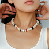 Vacation Vibes Natural Shell and Multi - Stone Beaded Necklace - floysun
