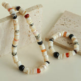 Vacation Vibes Natural Shell and Multi - Stone Beaded Necklace - floysun