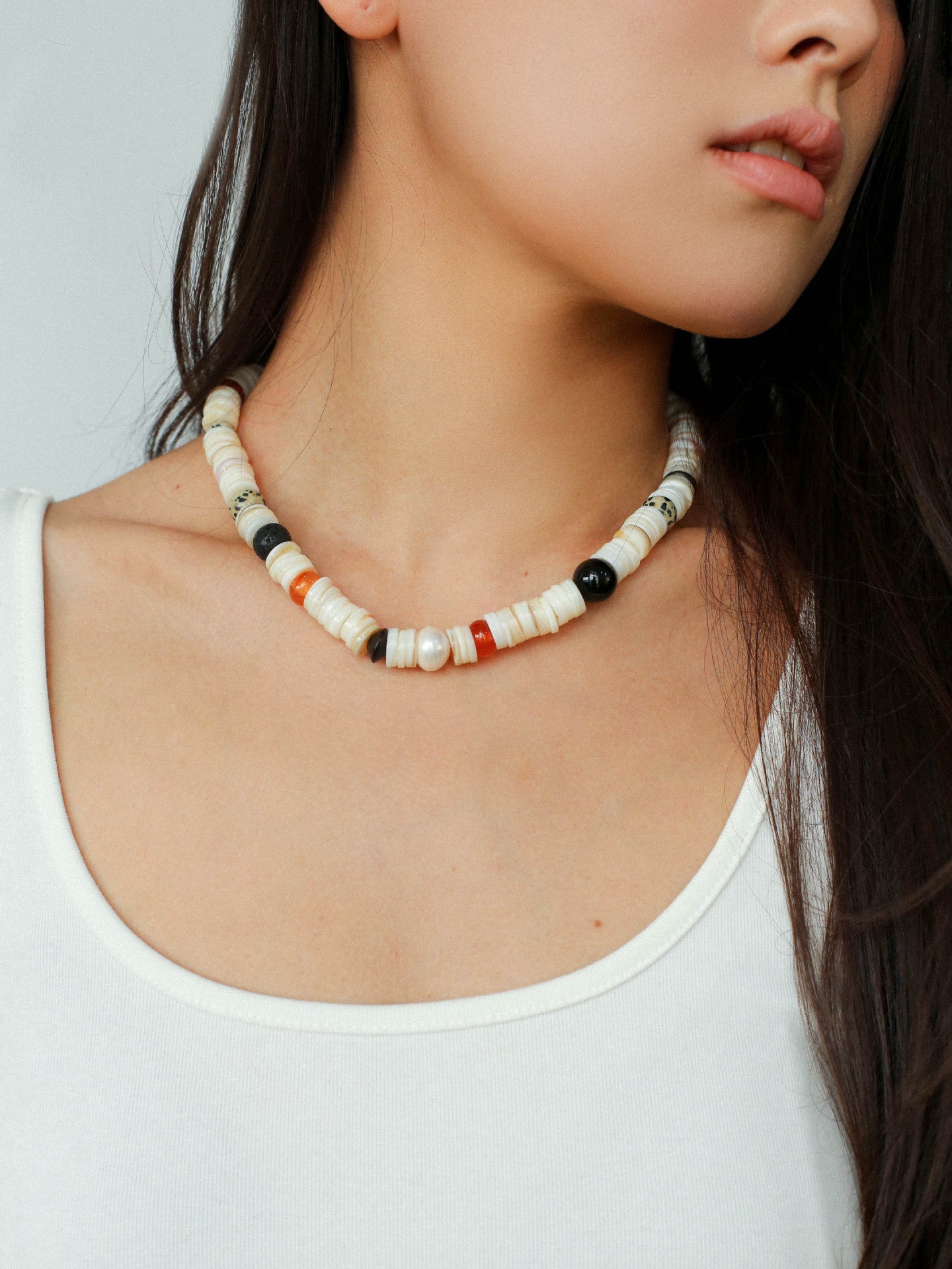 Vacation Vibes Natural Shell and Multi - Stone Beaded Necklace - floysun