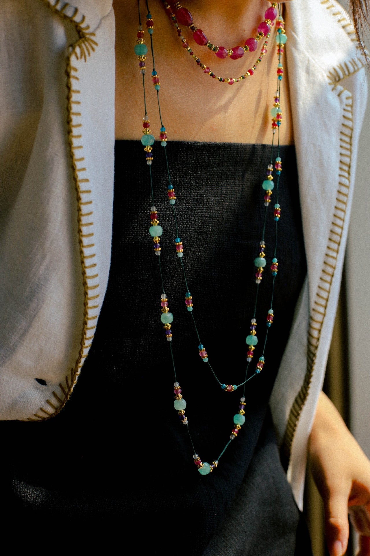 Verdant Blossom Green Strawberry Quartz Necklace - floysun
