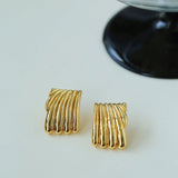 Vertical Striped Metal Geometric Earrings - floysun