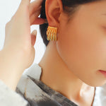Vertical Striped Metal Geometric Earrings - floysun