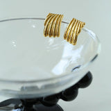 Vertical Striped Metal Geometric Earrings - floysun