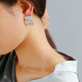 Vertical Striped Metal Geometric Earrings - floysun