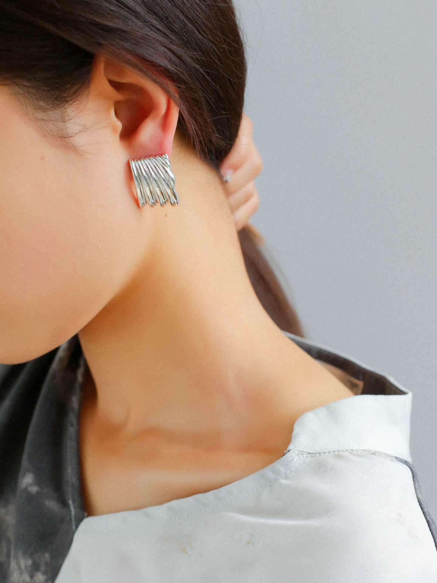 Vertical Striped Metal Geometric Earrings - floysun