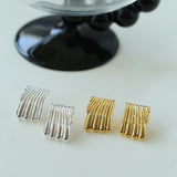 Vertical Striped Metal Geometric Earrings - floysun