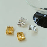 Vertical Striped Metal Geometric Earrings - floysun