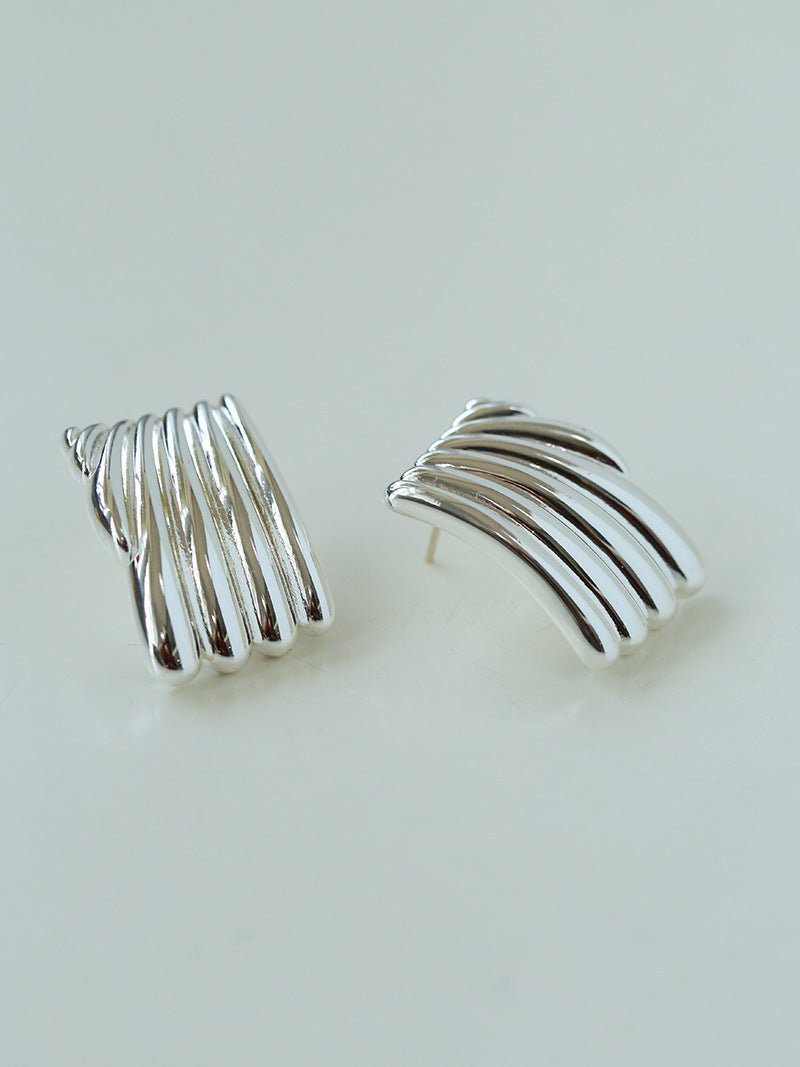 Vertical Striped Metal Geometric Earrings - floysun