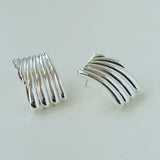 Vertical Striped Metal Geometric Earrings - floysun
