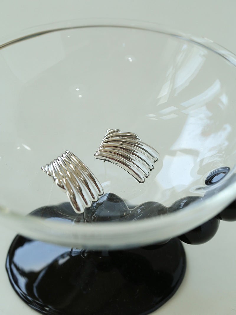 Vertical Striped Metal Geometric Earrings - floysun