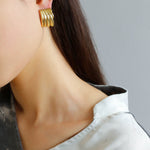 Vertical Striped Metal Geometric Earrings - floysun