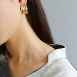 Vertical Striped Metal Geometric Earrings - floysun