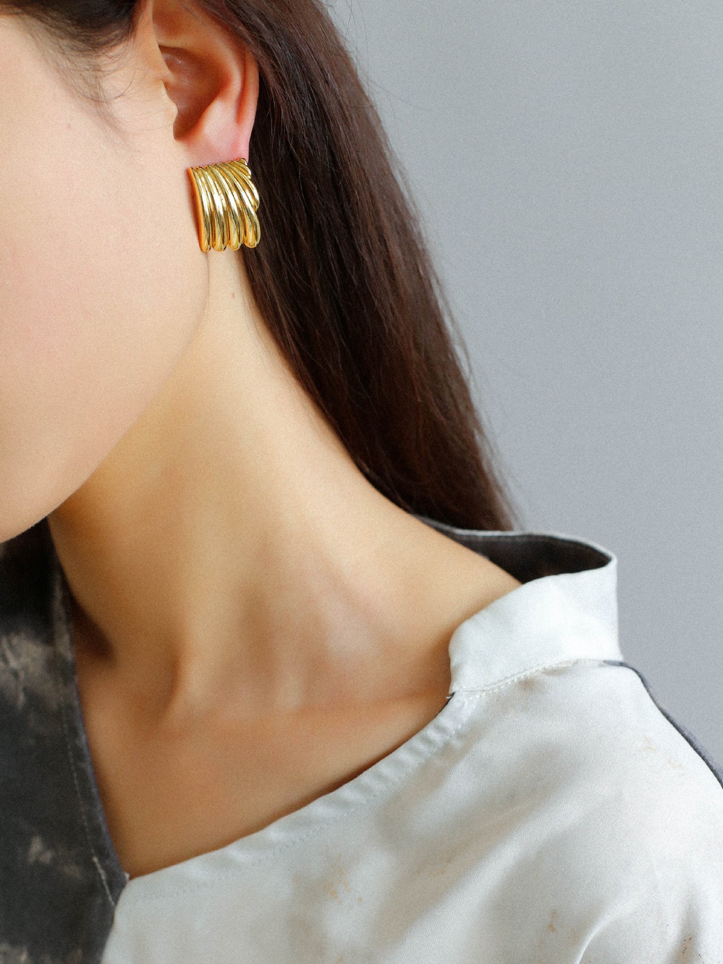 Vertical Striped Metal Geometric Earrings - floysun