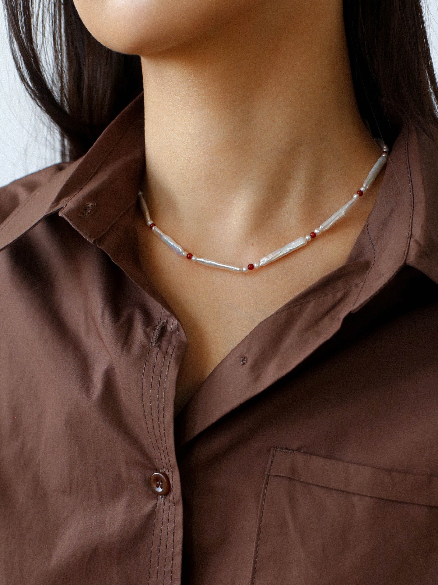 Vintage Artistic Baroque Pearl Silver Bar Necklace - floysun