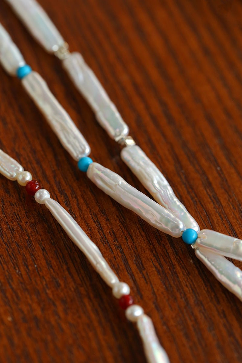 Vintage Artistic Baroque Pearl Silver Bar Necklace - floysun