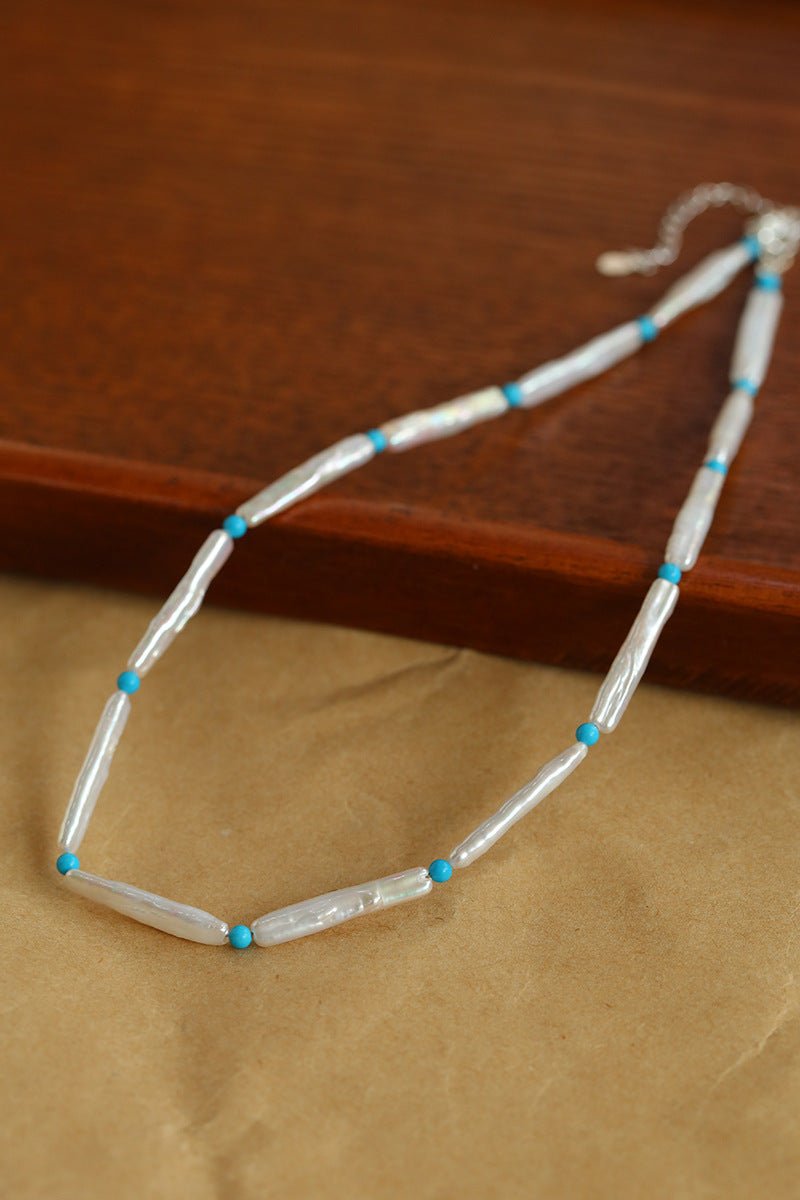 Vintage Artistic Baroque Pearl Silver Bar Necklace - floysun
