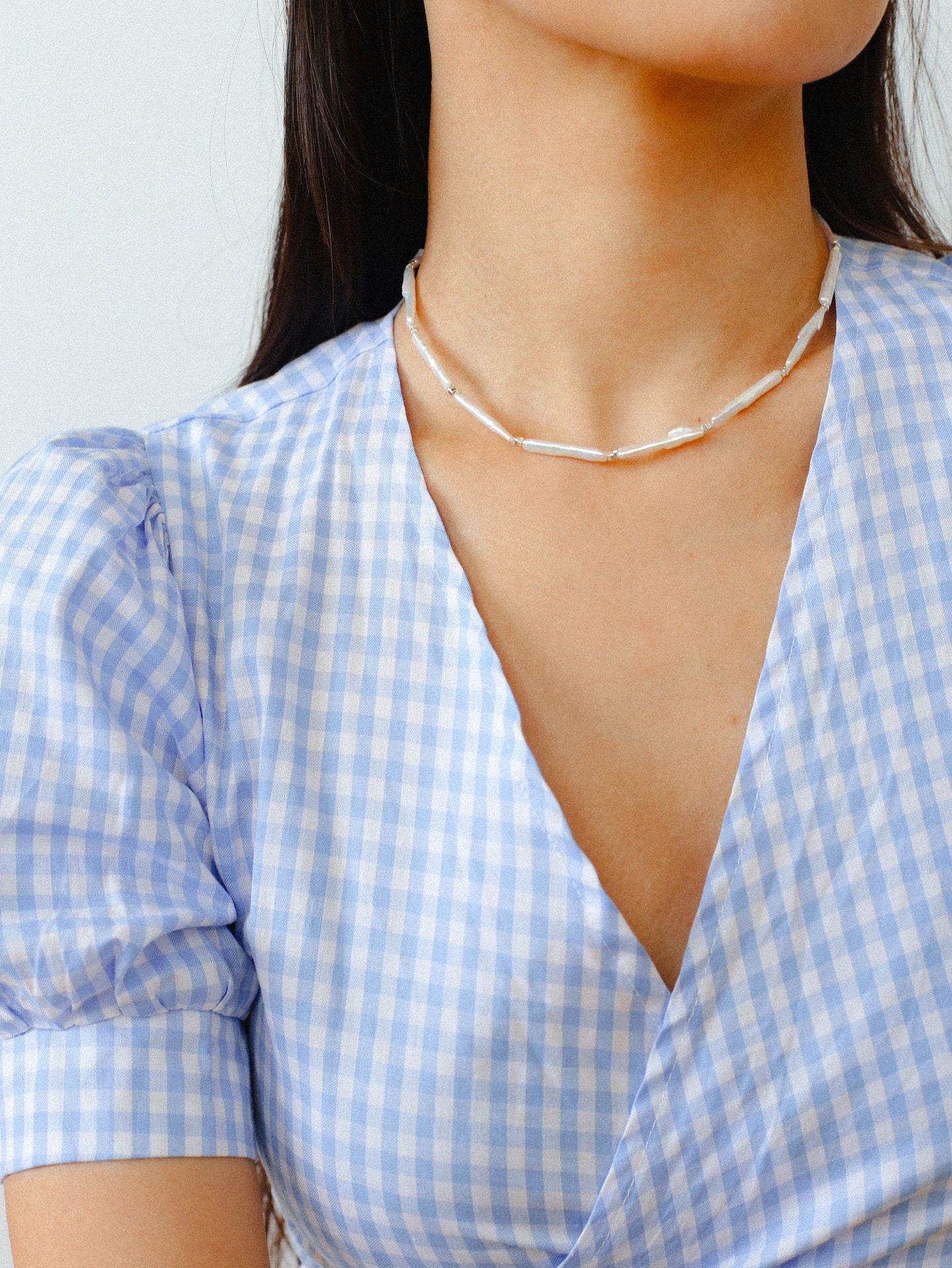 Vintage Artistic Baroque Pearl Silver Bar Necklace - floysun