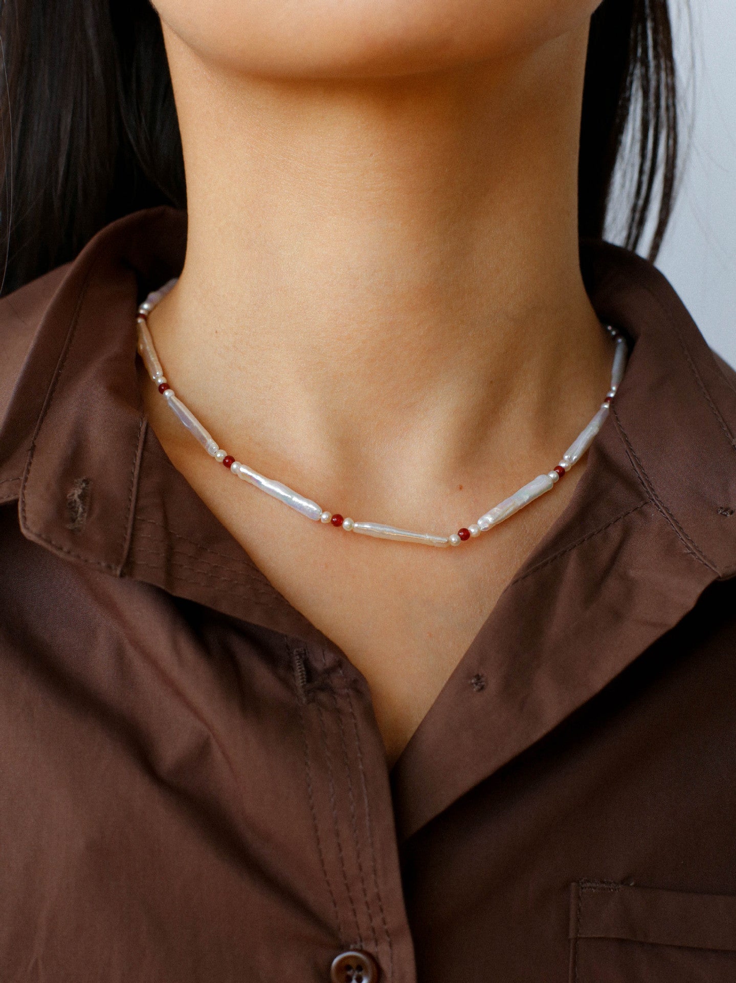 Vintage Artistic Baroque Pearl Silver Bar Necklace - floysun