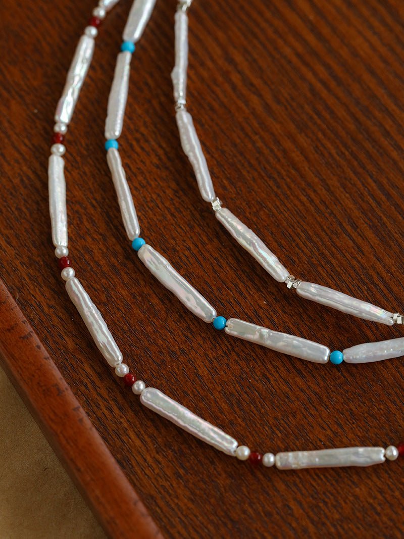 Vintage Artistic Baroque Pearl Silver Bar Necklace - floysun