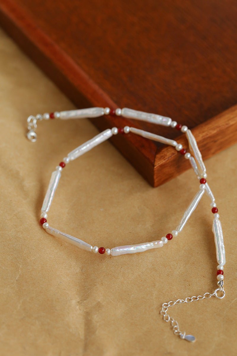 Vintage Artistic Baroque Pearl Silver Bar Necklace - floysun