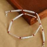 Vintage Artistic Baroque Pearl Silver Bar Necklace - floysun