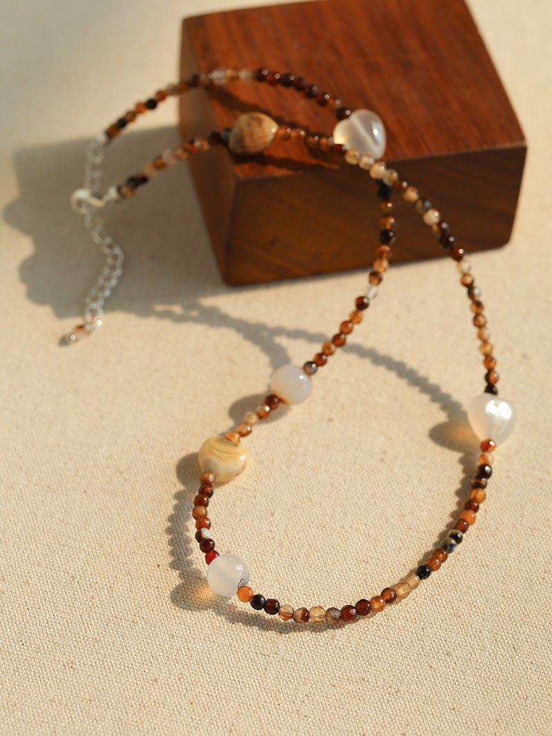 Vintage Brown Beaded Necklace - floysun