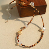 Vintage Brown Beaded Necklace - floysun