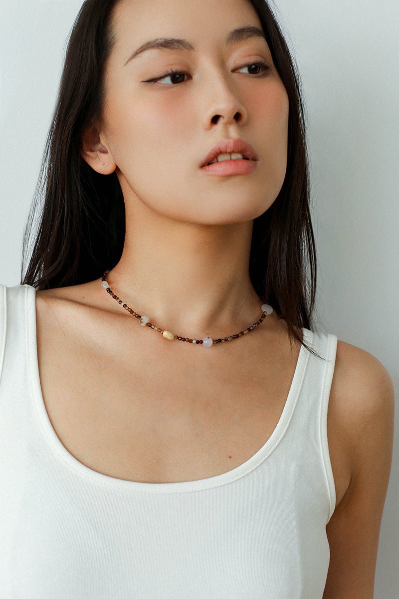 Vintage Brown Beaded Necklace - floysun