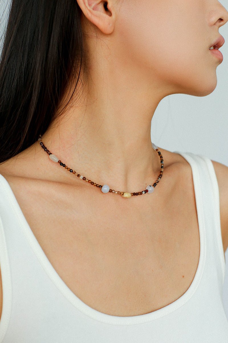 Vintage Brown Beaded Necklace - floysun
