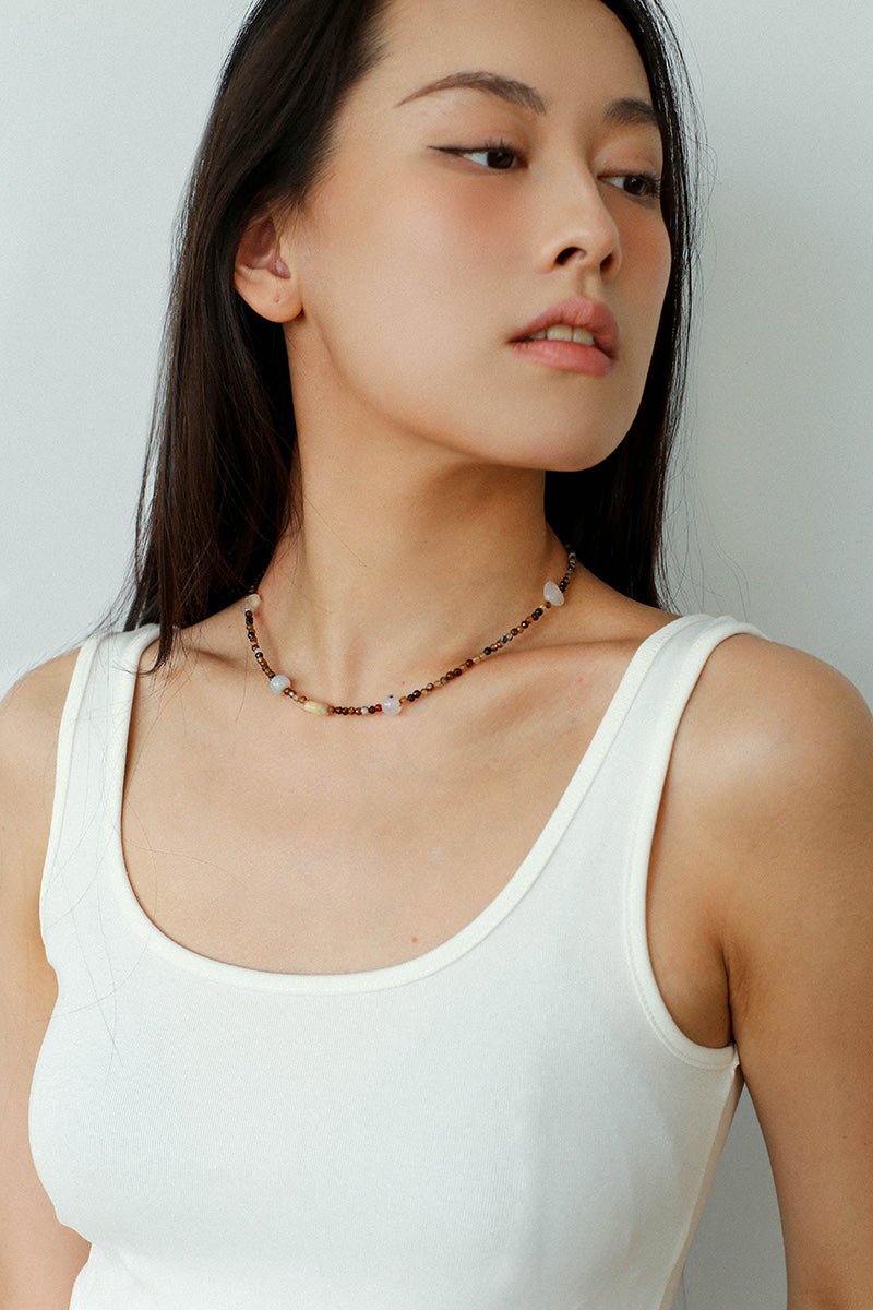 Vintage Brown Beaded Necklace - floysun