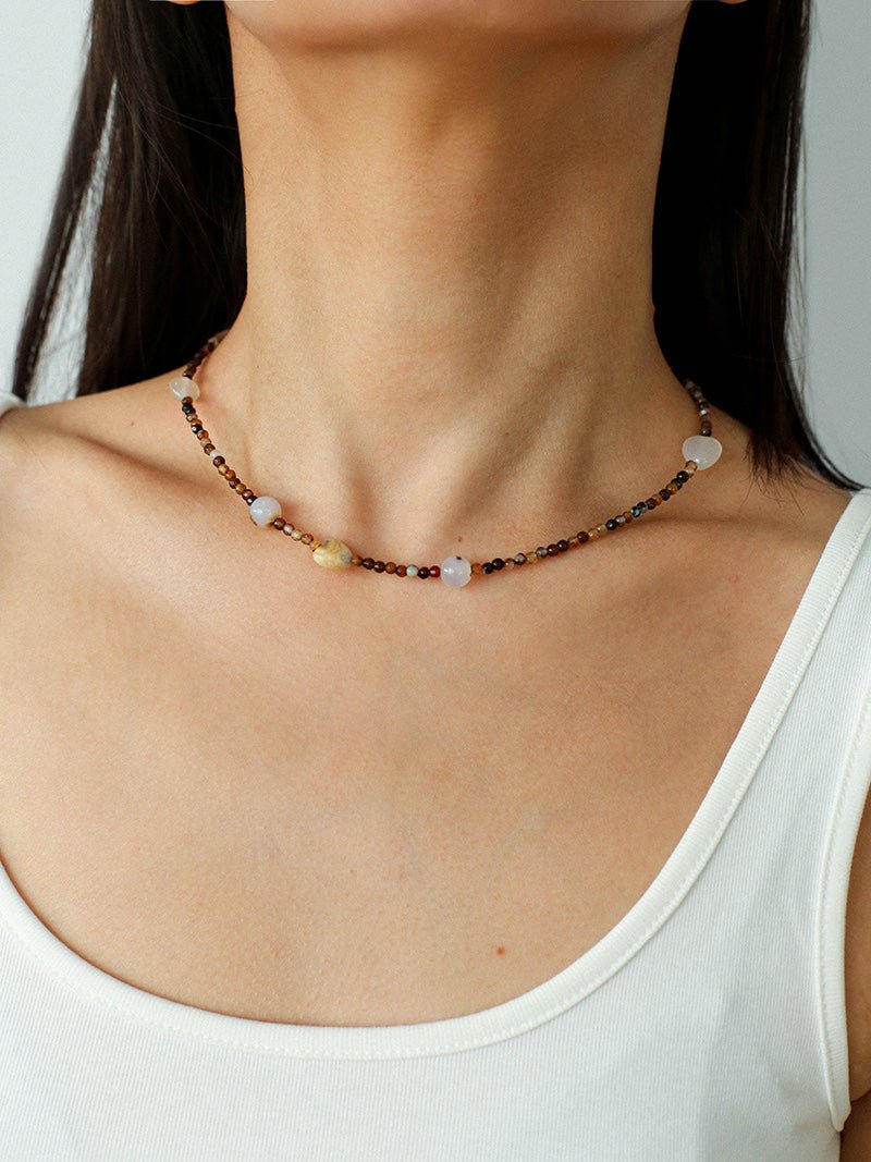 Vintage Brown Beaded Necklace - floysun