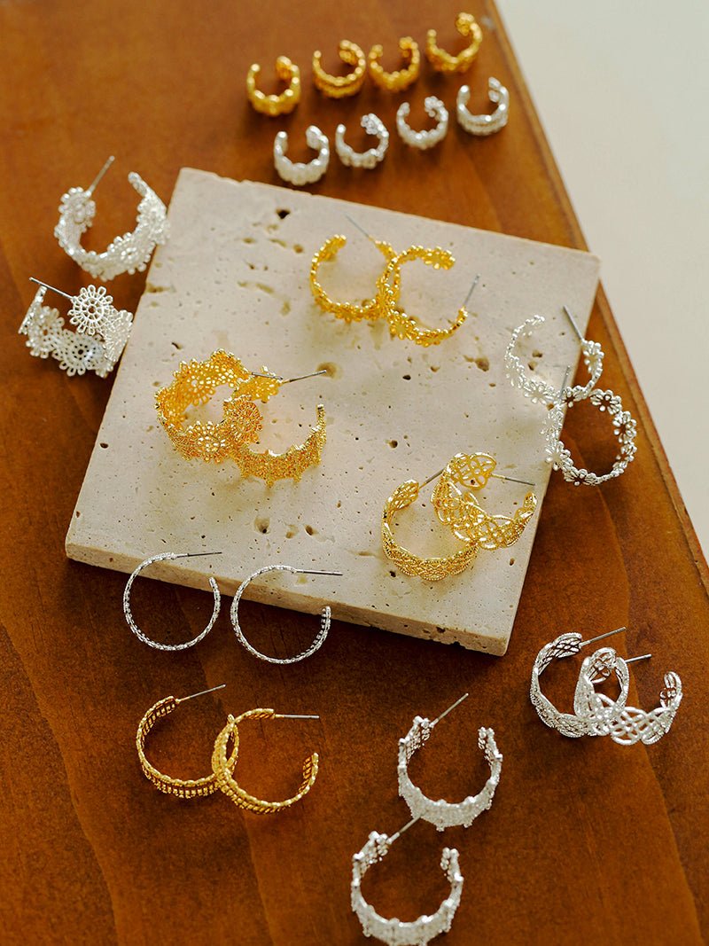Vintage Chic Lace Huggie Earrings - floysun