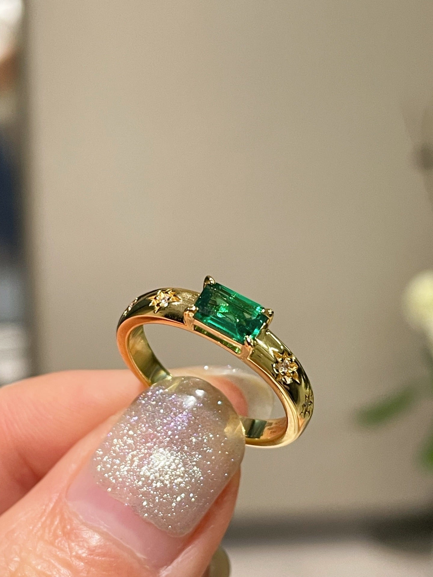 Vintage Emerald Octagram Ring - floysun