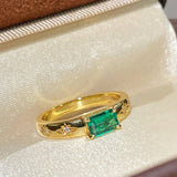 Vintage Emerald Octagram Ring - floysun