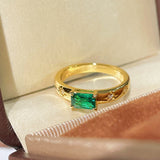 Vintage Emerald Octagram Ring - floysun