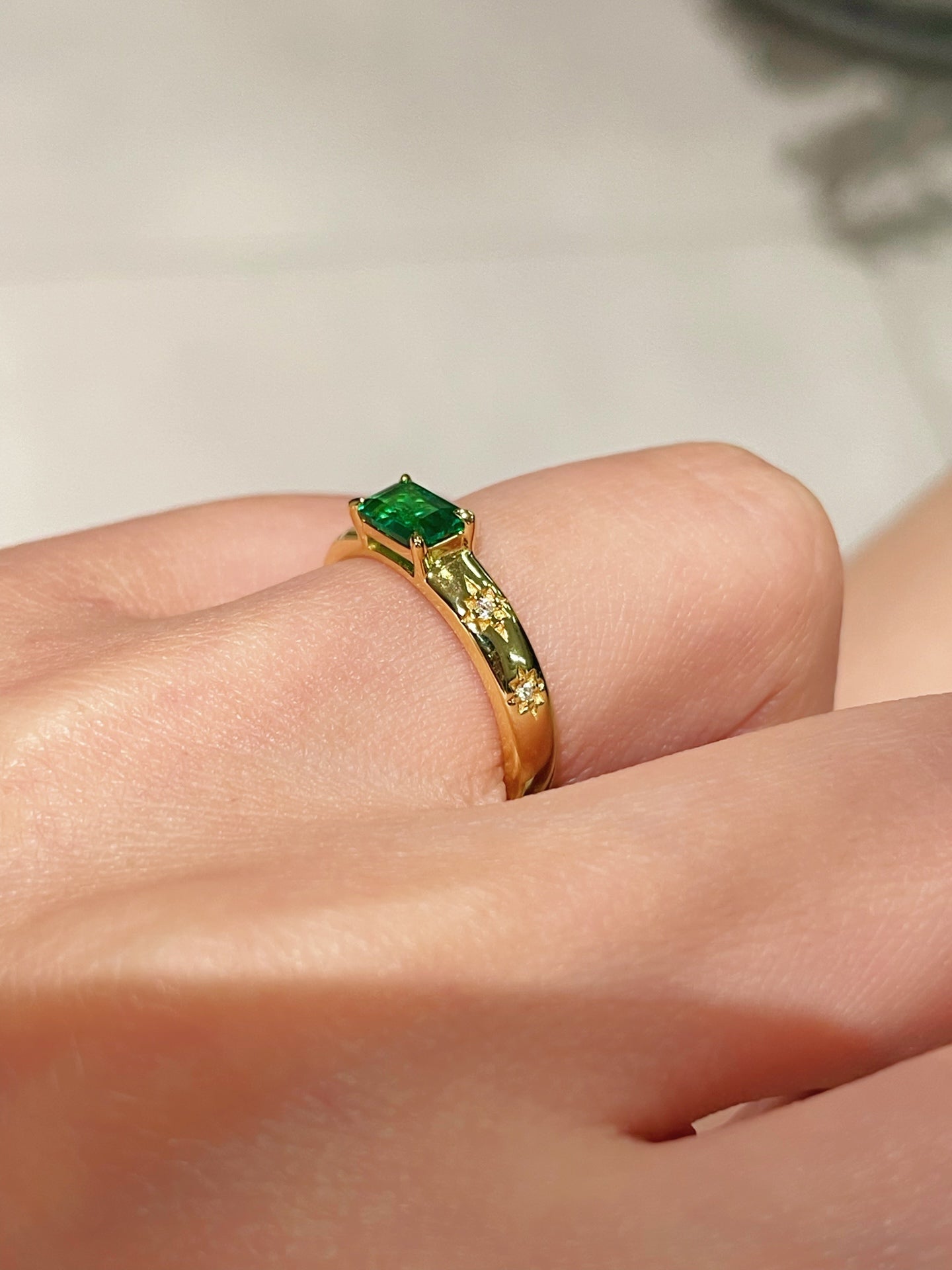 Vintage Emerald Octagram Ring - floysun