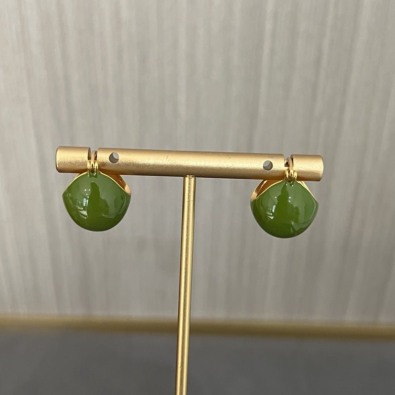 Vintage Enamel Glaze Ball Hoop Earrings - floysun