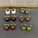 Vintage Enamel Glaze Ball Hoop Earrings - floysun