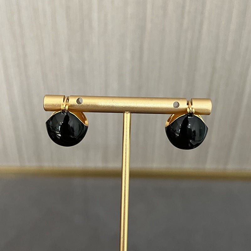 Vintage Enamel Glaze Ball Hoop Earrings - floysun