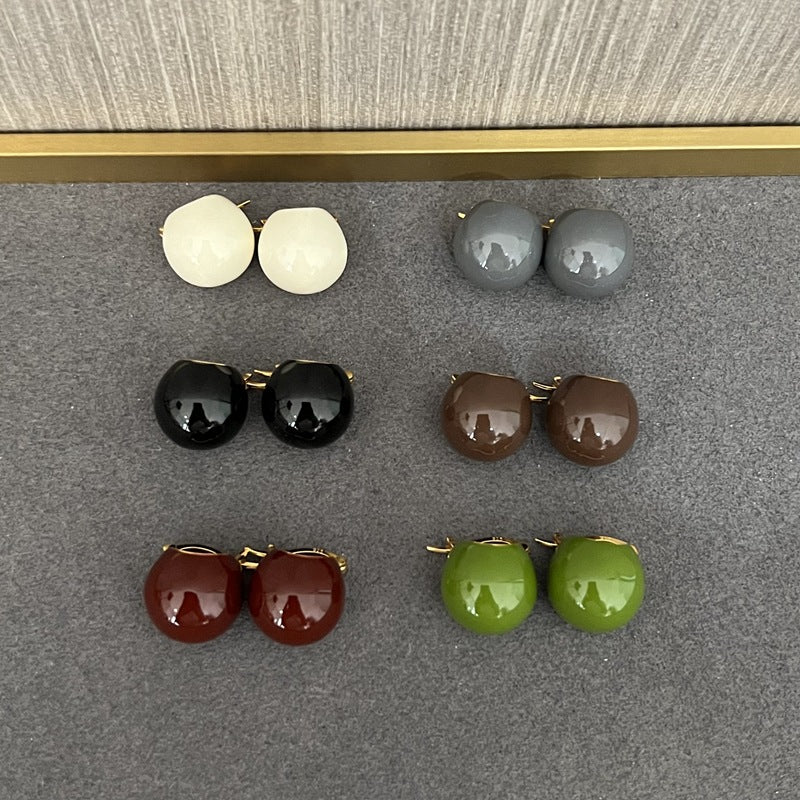 Vintage Enamel Glaze Ball Hoop Earrings - floysun