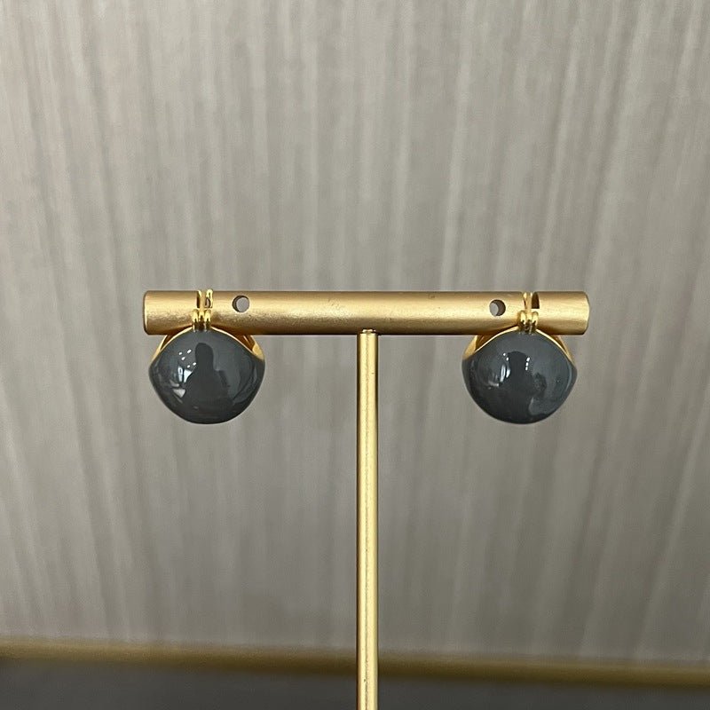 Vintage Enamel Glaze Ball Hoop Earrings - floysun