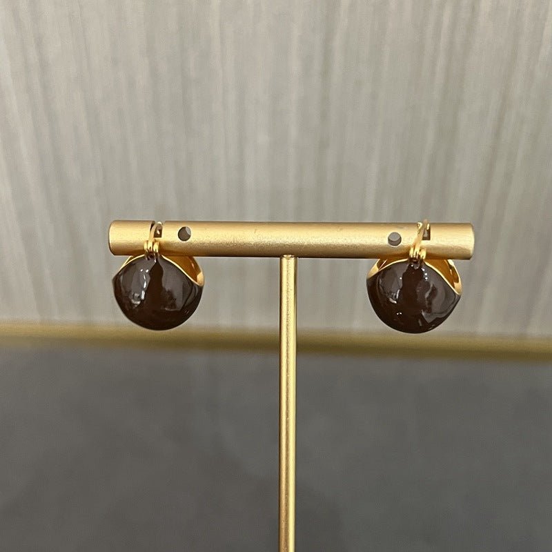 Vintage Enamel Glaze Ball Hoop Earrings - floysun