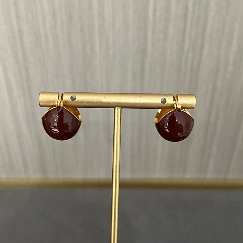 Vintage Enamel Glaze Ball Hoop Earrings - floysun