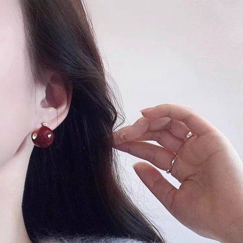 Vintage Enamel Glaze Ball Hoop Earrings - floysun