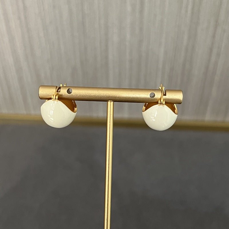 Vintage Enamel Glaze Ball Hoop Earrings - floysun