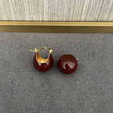 Vintage Enamel Glaze Ball Hoop Earrings - floysun